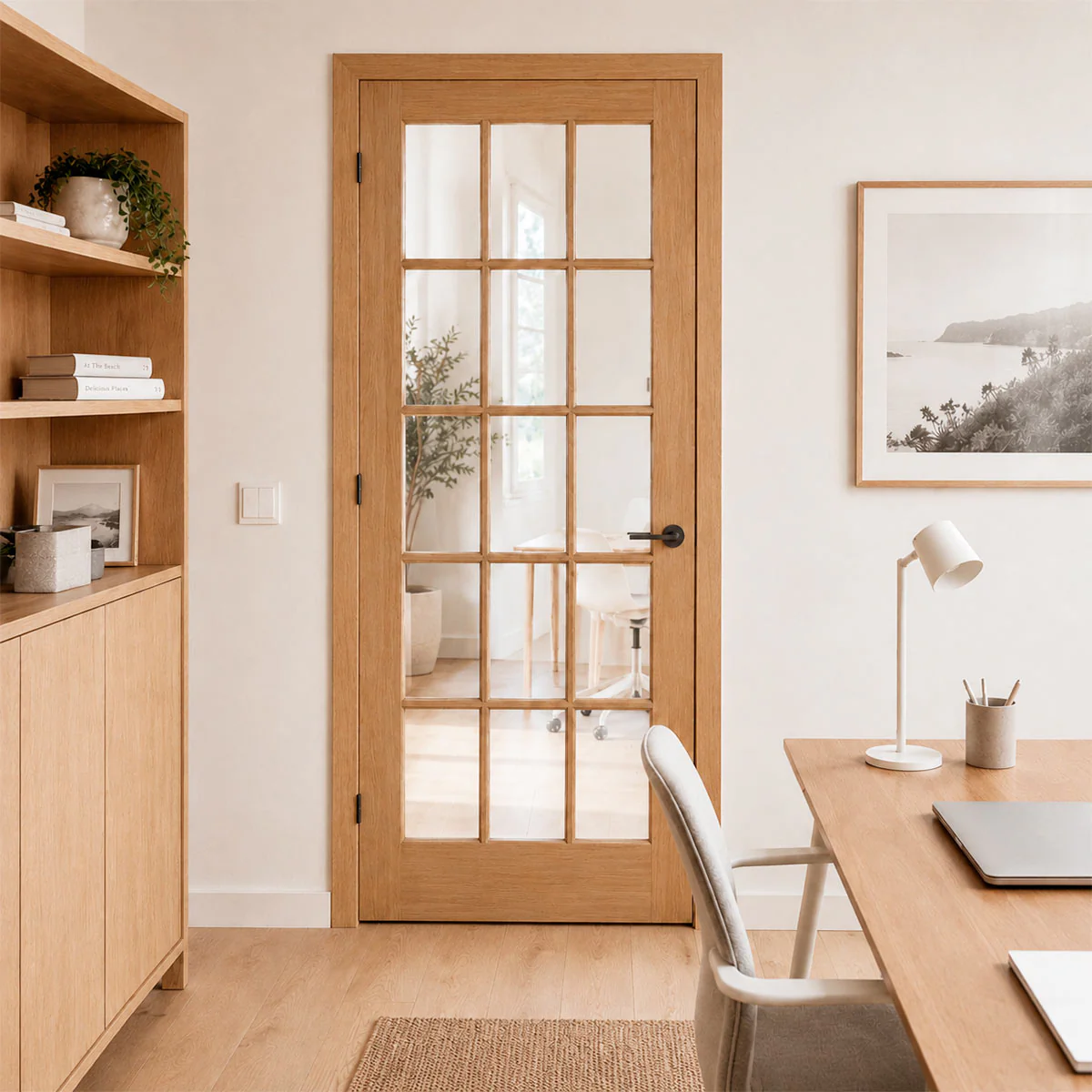 32 x 80 in. 15-Lite Clear Glass Pine Interior Door Slab - Image 2