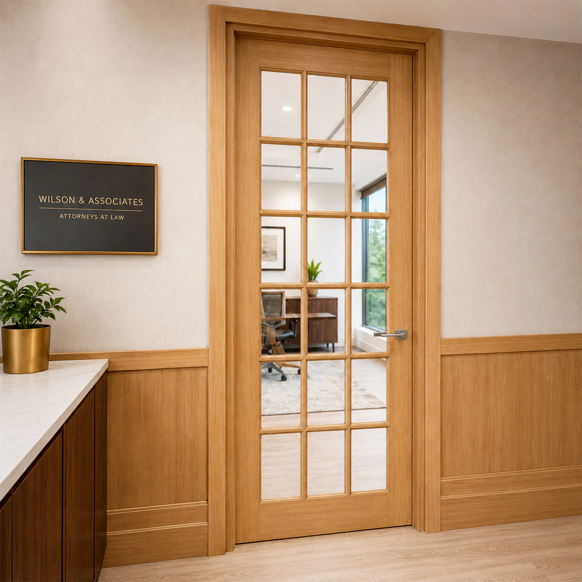 32 x 80 in. 15-Lite Clear Glass Pine Interior Door Slab - Image 3