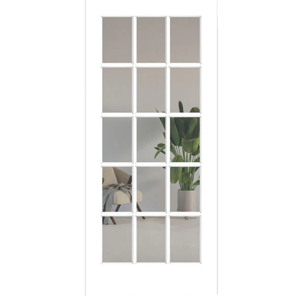 32 x 80 in. 15-Lite Clear Glass Primed MDF Interior Door Slab