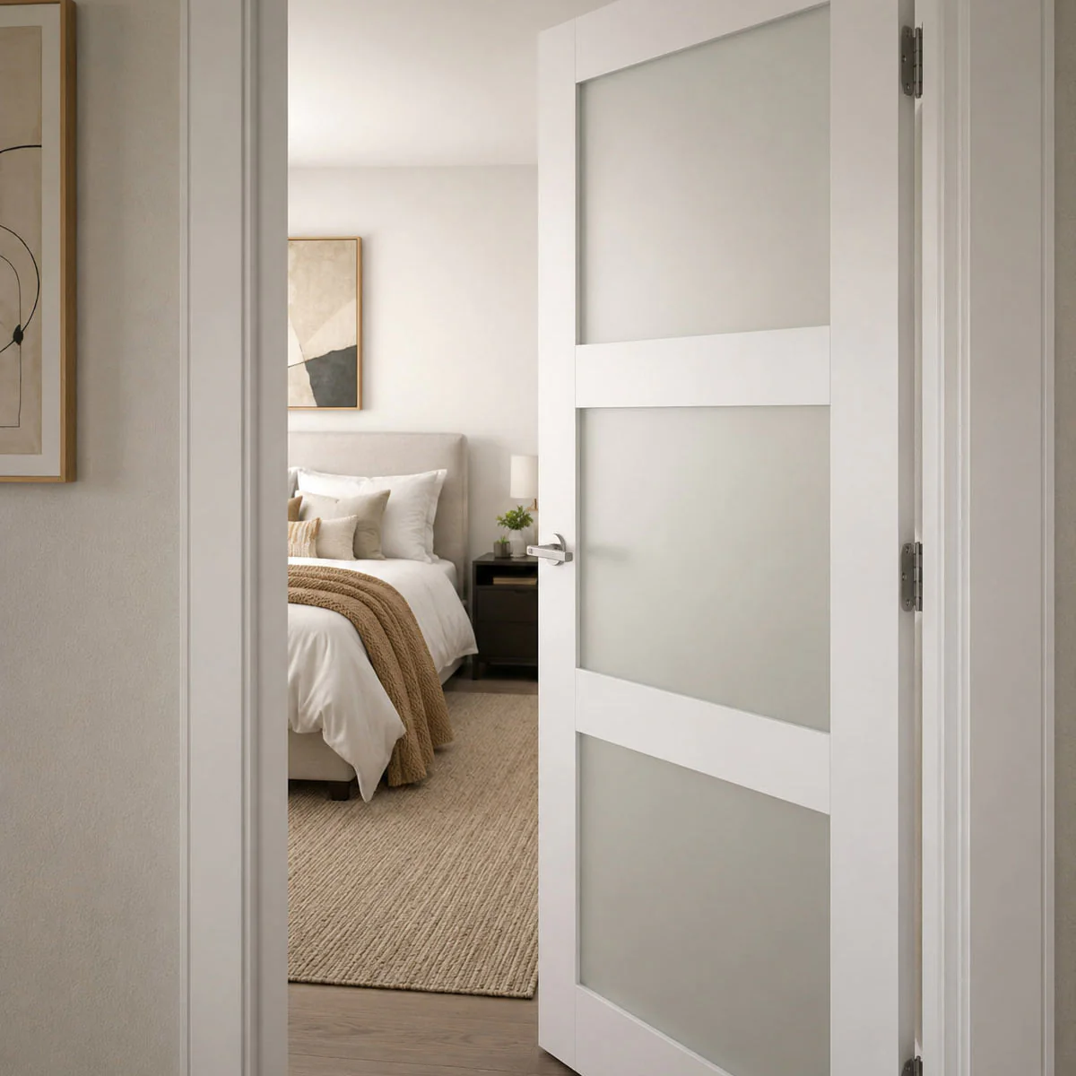 32 x 80 in. 3-Lite Shaker Solid Core Primed MDF Prehung Interior Door - Image 3