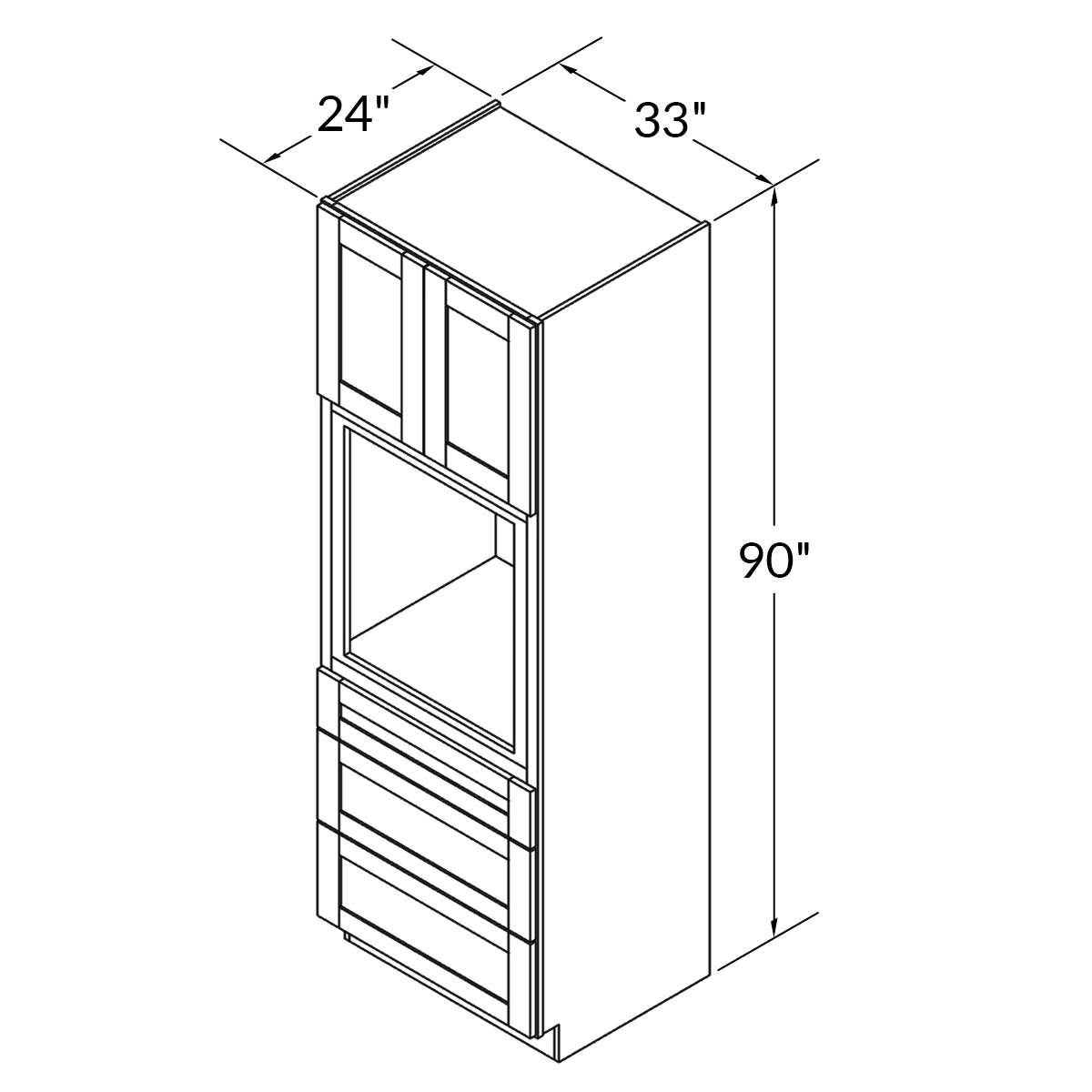 Oven Kitchen Cabinet OC3390 Danbury Blue LessCare 33 in. width 90 in. height 24 in. depth