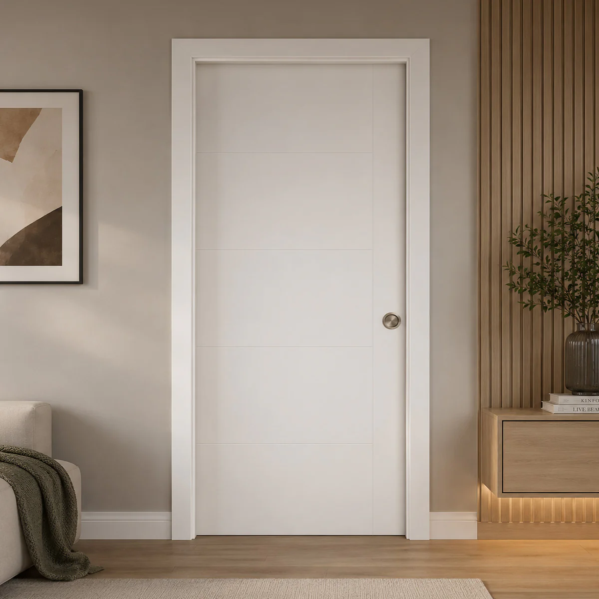 36 in. x 80 in. Berkley Honeycomb Core Primed White MDF Prehung Interior Door - Image 2