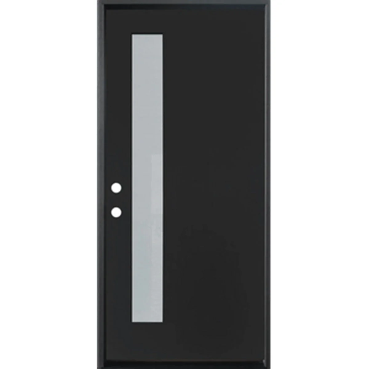 36 in. x 96 in. 1-Lite Acid Etch Prehung Fiberglass Exterior Door with Brickmold Painted Black