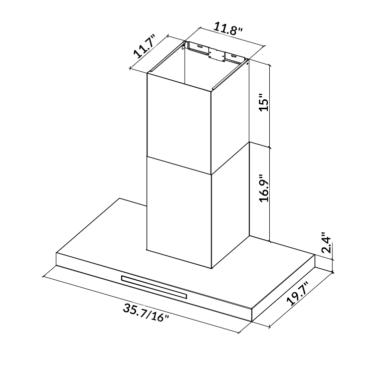 36" Wall Mount T-Shape Range Hood LH4-36 with LED - Image 4