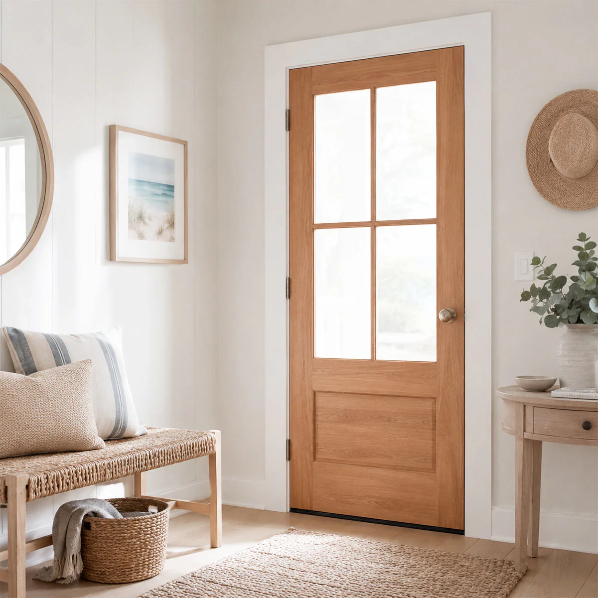 36 x 80 in. 4-Lite Satin Glass Nantucket Prehung Exterior Door - Image 3