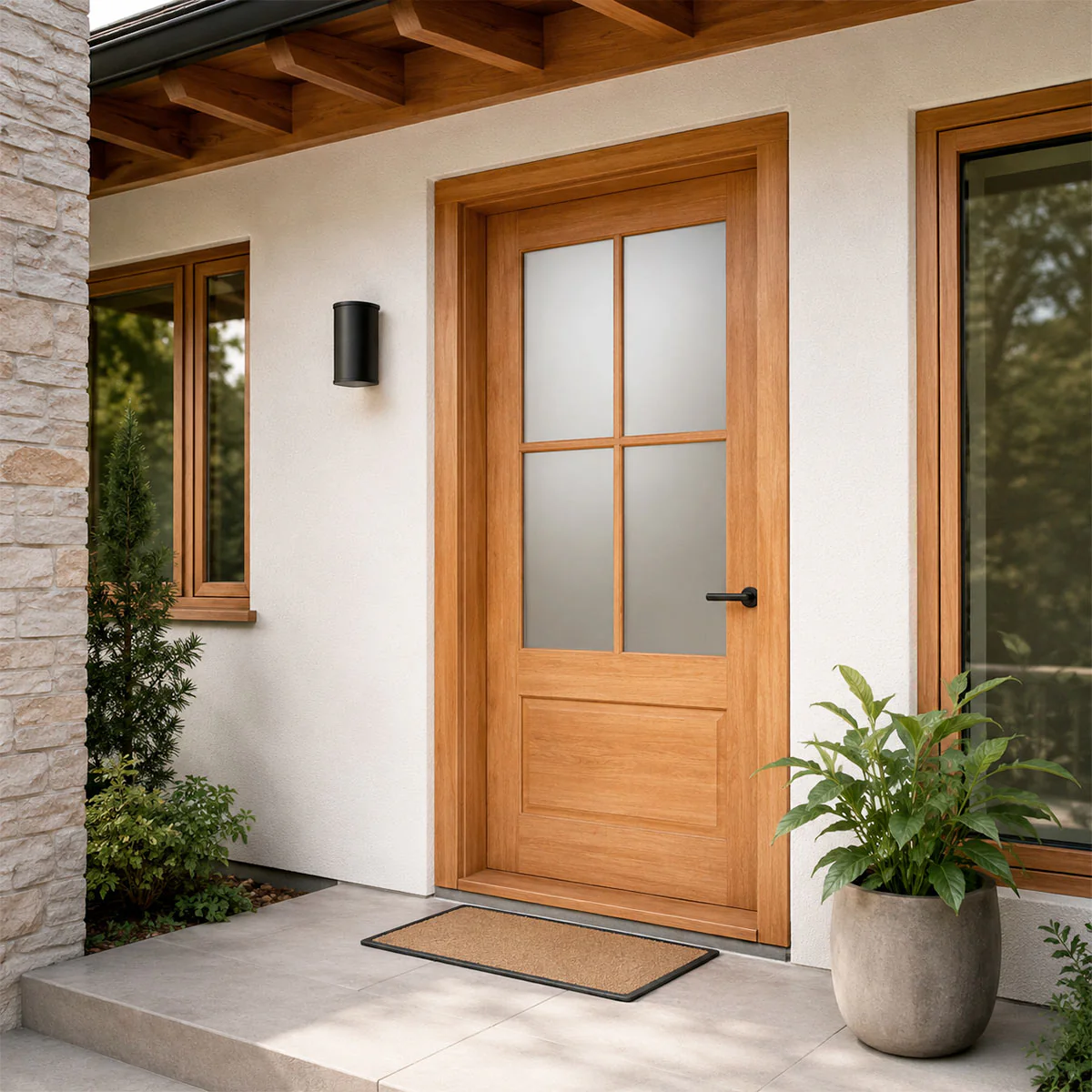 36 x 80 in. 4-Lite Satin Glass Nantucket Prehung Exterior Door - Image 4