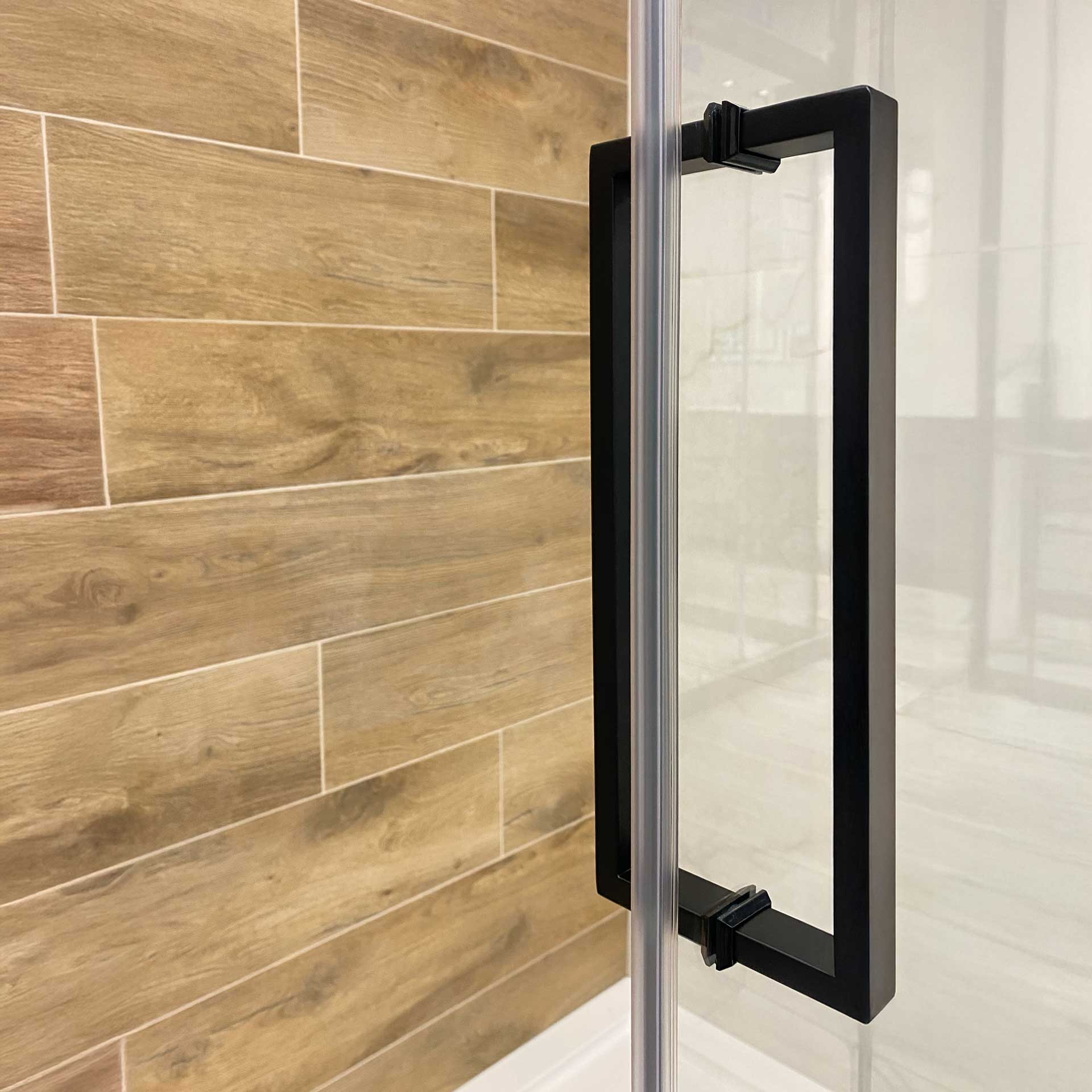 56-60 W x 76 H Sliding Shower Semi-Frameless Door ULTRA-B with Clear Glass in Matte Black - Image 6