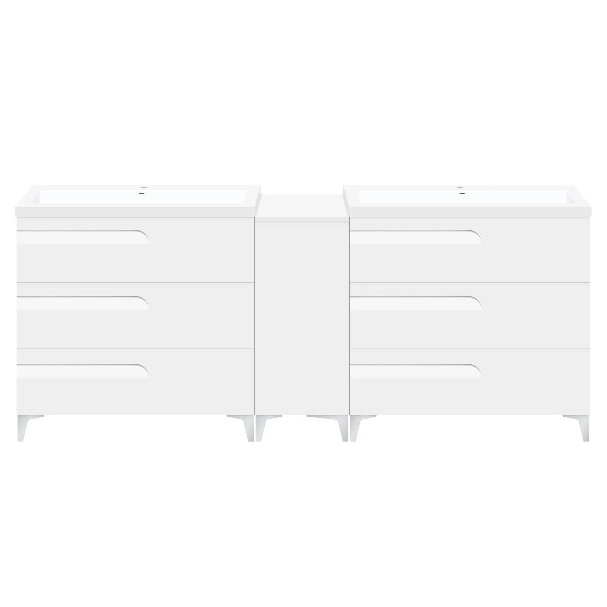 60" Freestanding Vanity Set in White Gloss with Two Square Sinks (LV7-C13B-60W) Style 7 - Image 2