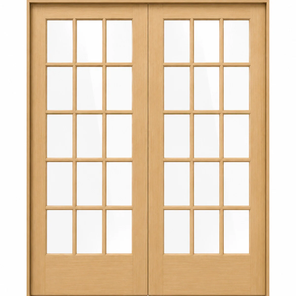 64 in x 80 in 15-Lite Clear Glass Pine Prehung Interior French Door