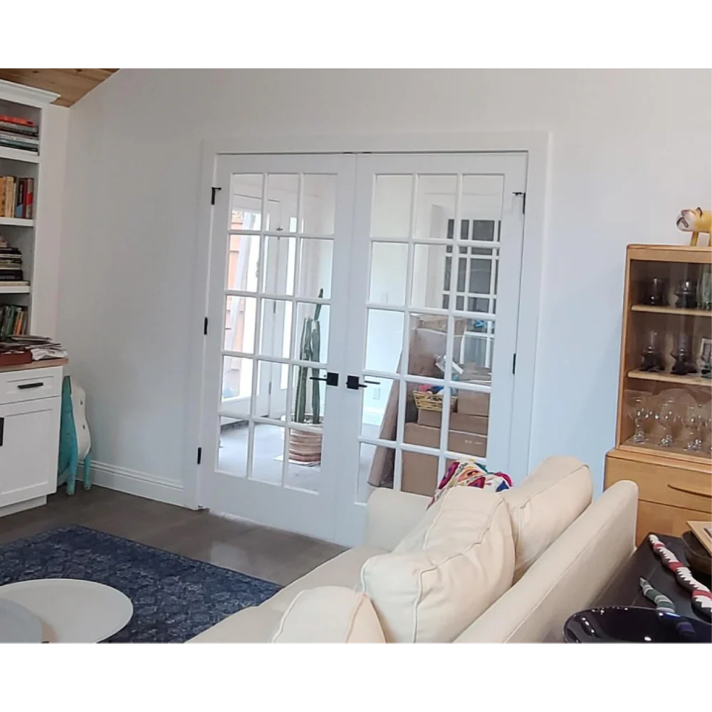 72 in x 80 in 15-Lite Clear Glass Pine Prehung Interior French Door - Image 3
