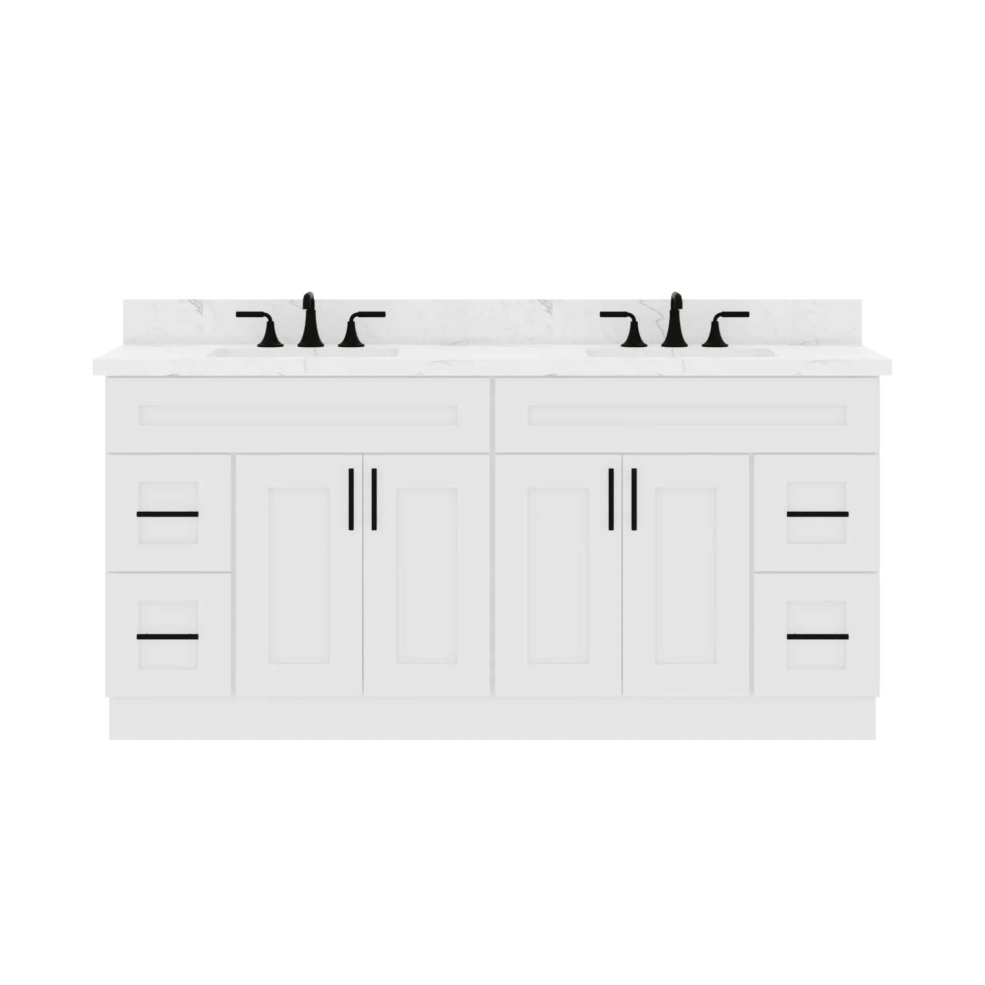 72"W x 21"D x 34.5"H Combo Double Vanity - Alpina White