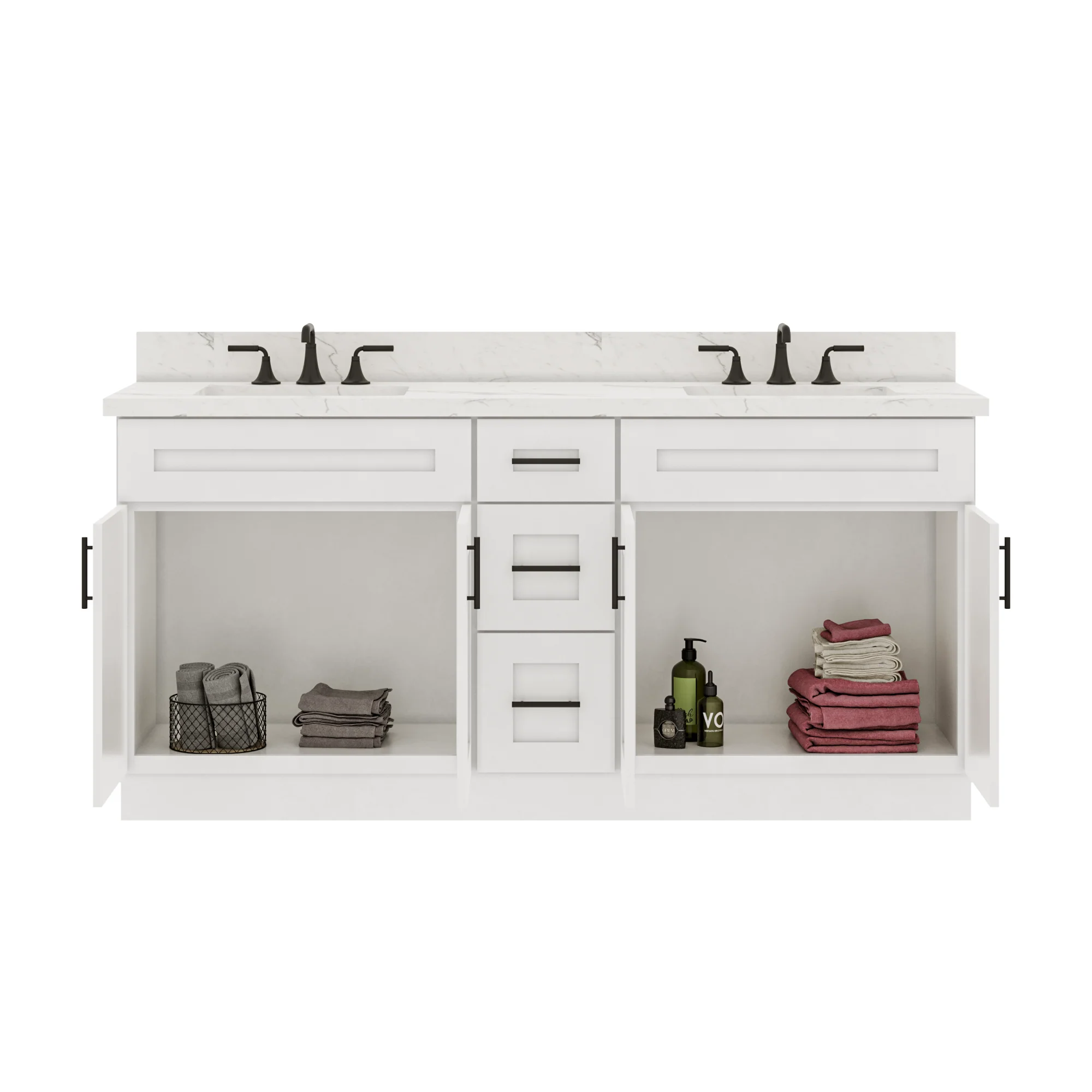 72"W x 21"D x 34.5"H Double Vanity - Alpina White - Image 3