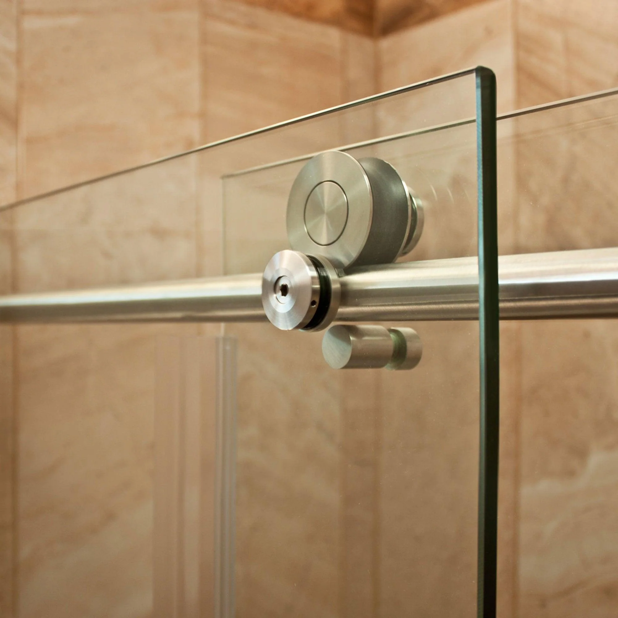 44-48 W x 76 H Sliding Frameless Shower Door ULTRA-C with Clear Glass in Brushed Nickel - Image 7