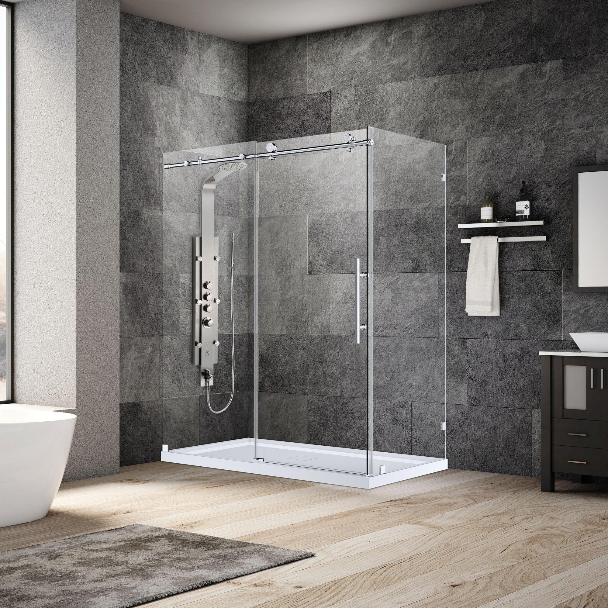 56-60 W x 76 H  x 36 D Sliding Frameless Shower Enclosure ULTRA-C with Clear Glass in Chrome - Image 3