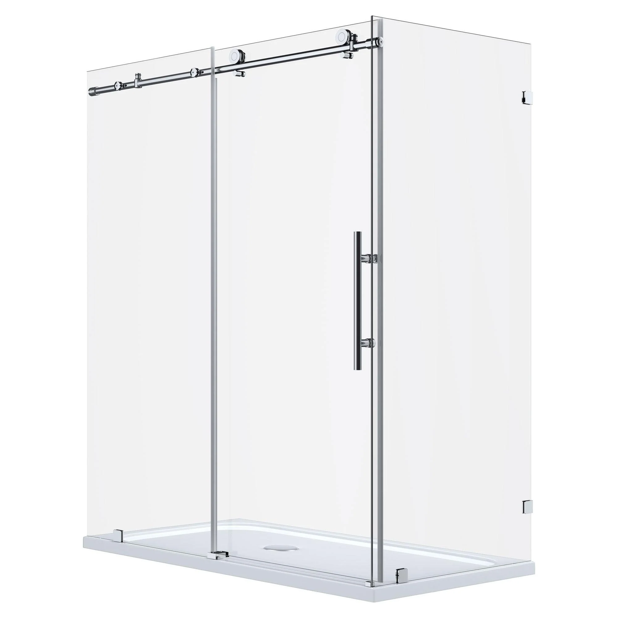 56-60 W x 76 H  x 36 D Sliding Frameless Shower Enclosure ULTRA-C with Clear Glass in Chrome - Image 4