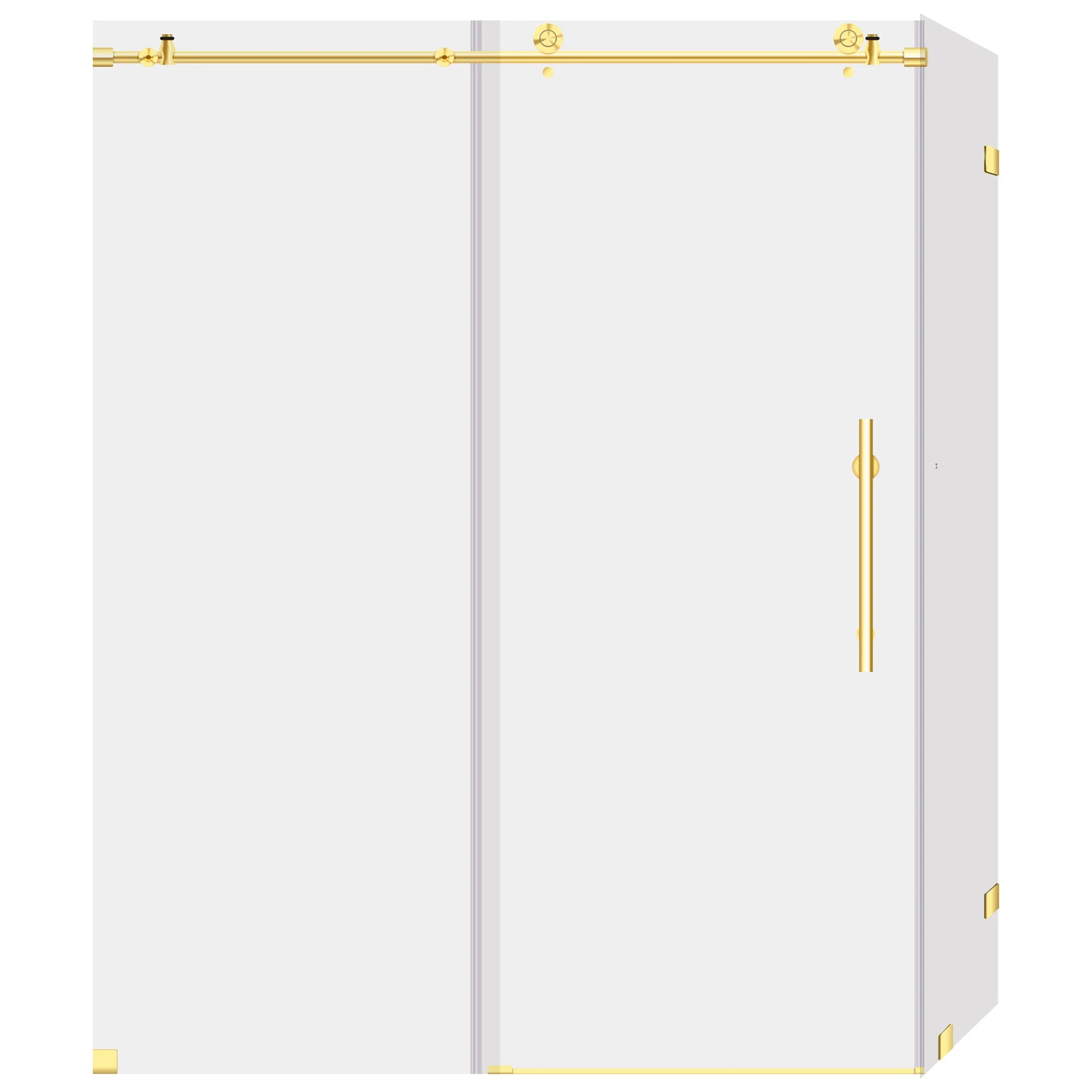 56-60 W x 76 H x 34 1/2 D Sliding Frameless Shower Enclosure ULTRA-C with Clear Glass in Gold