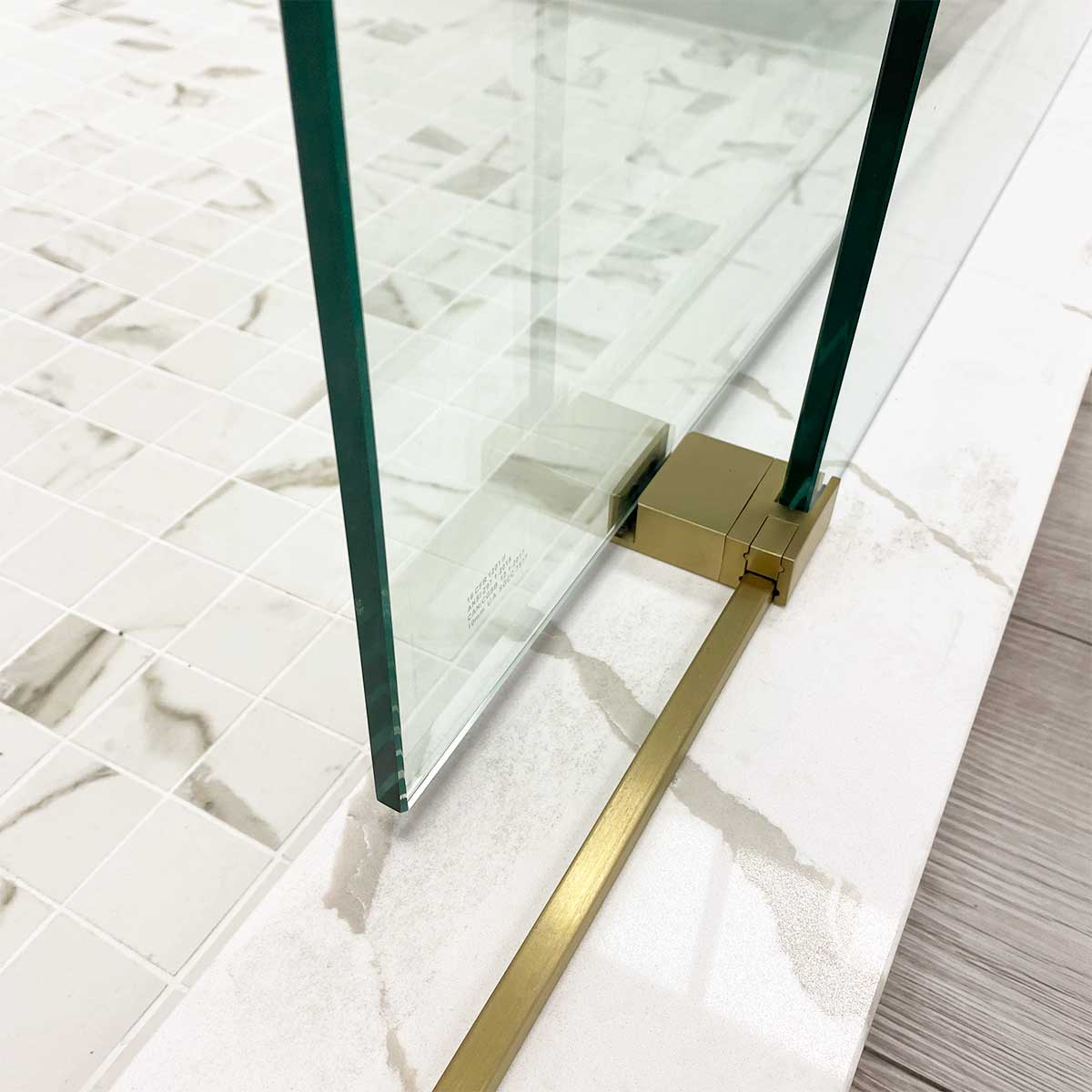 56-60 W x 76 H x 34 1/2 D Sliding Frameless Shower Enclosure ULTRA-C with Clear Glass in Gold - Image 3