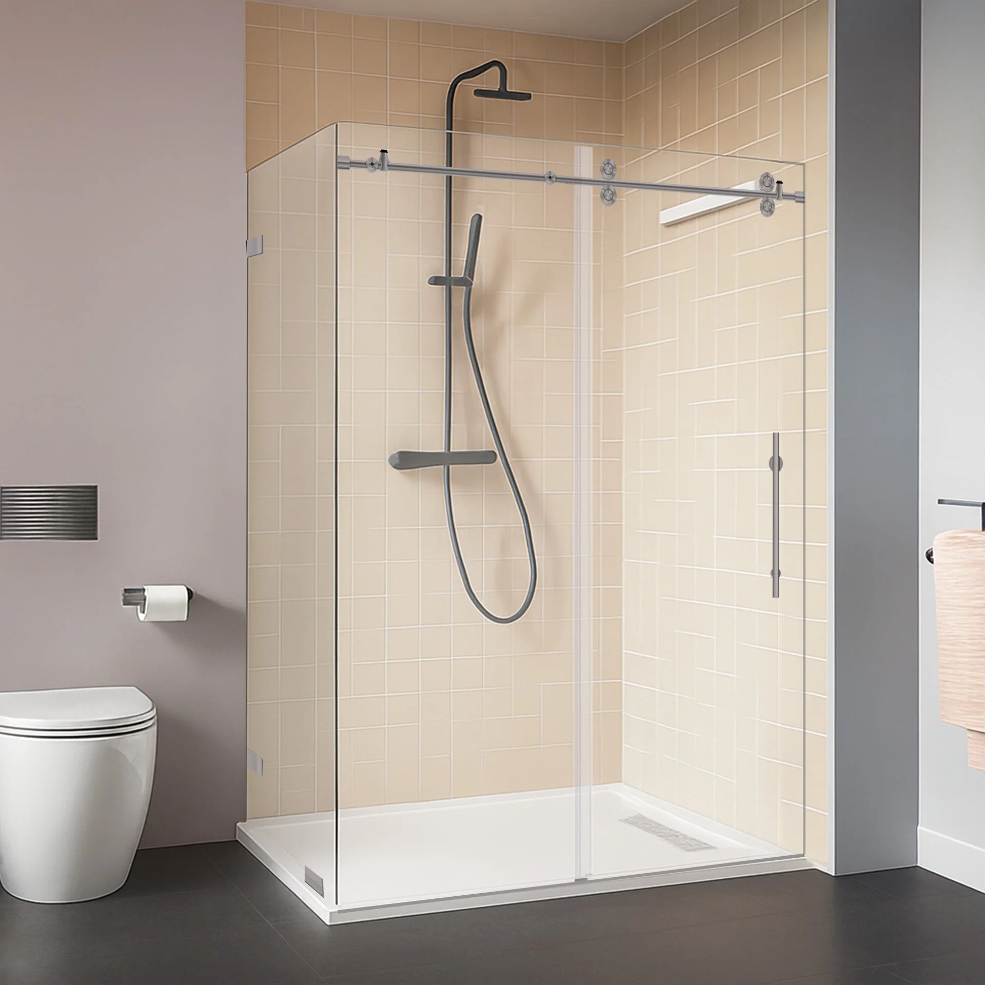44-48 W x 79 H  x 34 1/2 D Sliding Shower Enclosure ULTRA-D Brushed Nickel - Image 2