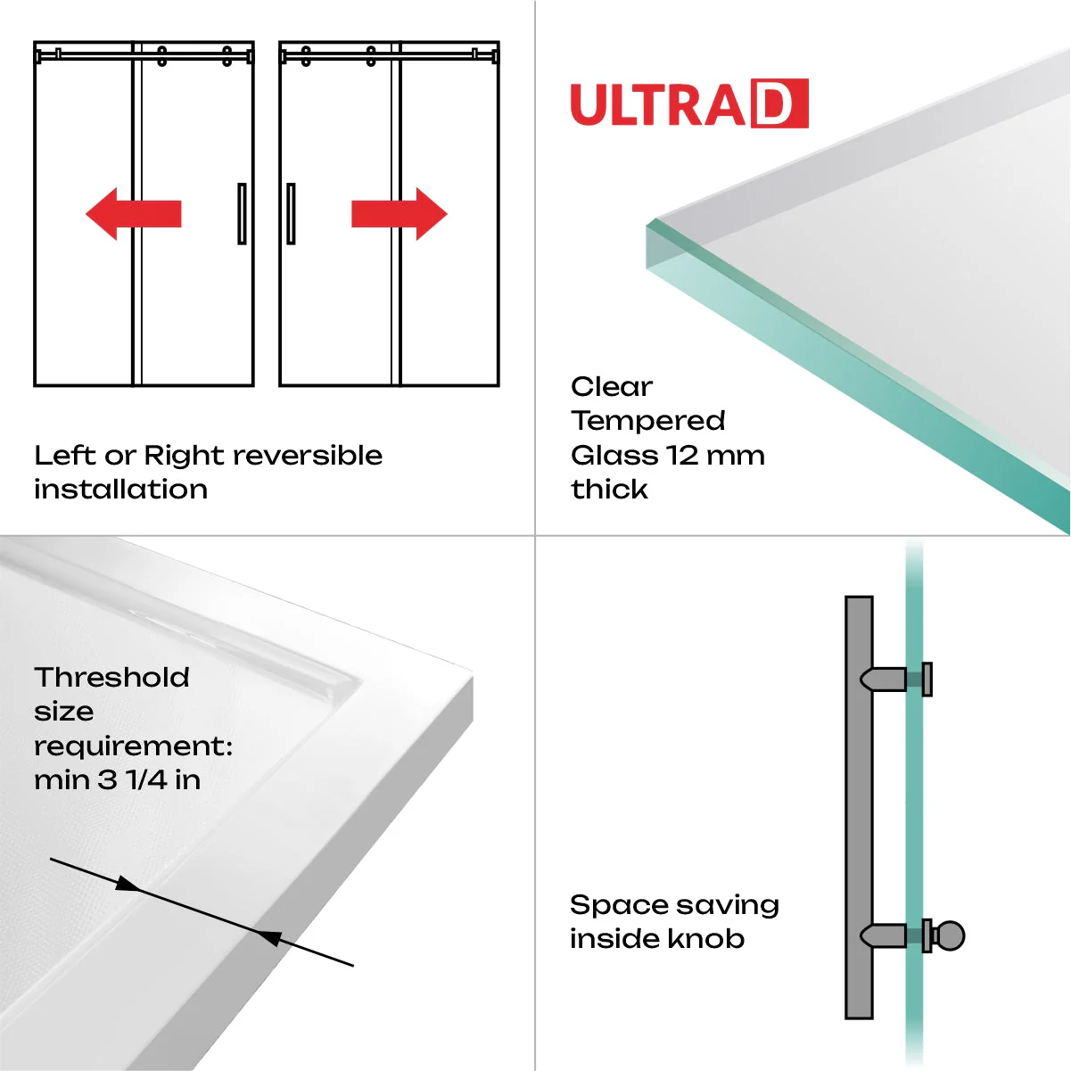 56-60 W x 79 H x 36 D Sliding Shower Enclosure ULTRA-D Chrome - Image 5