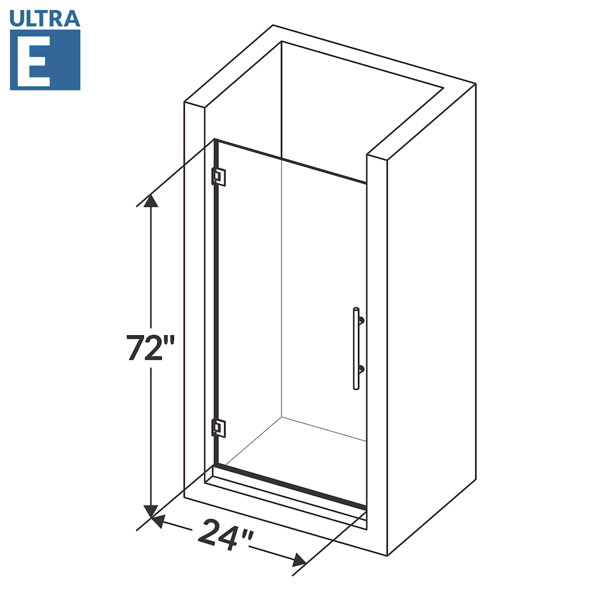 24 W x 72 H  Swing-Out Shower Door ULTRA-E Brushed Nickel - Image 3