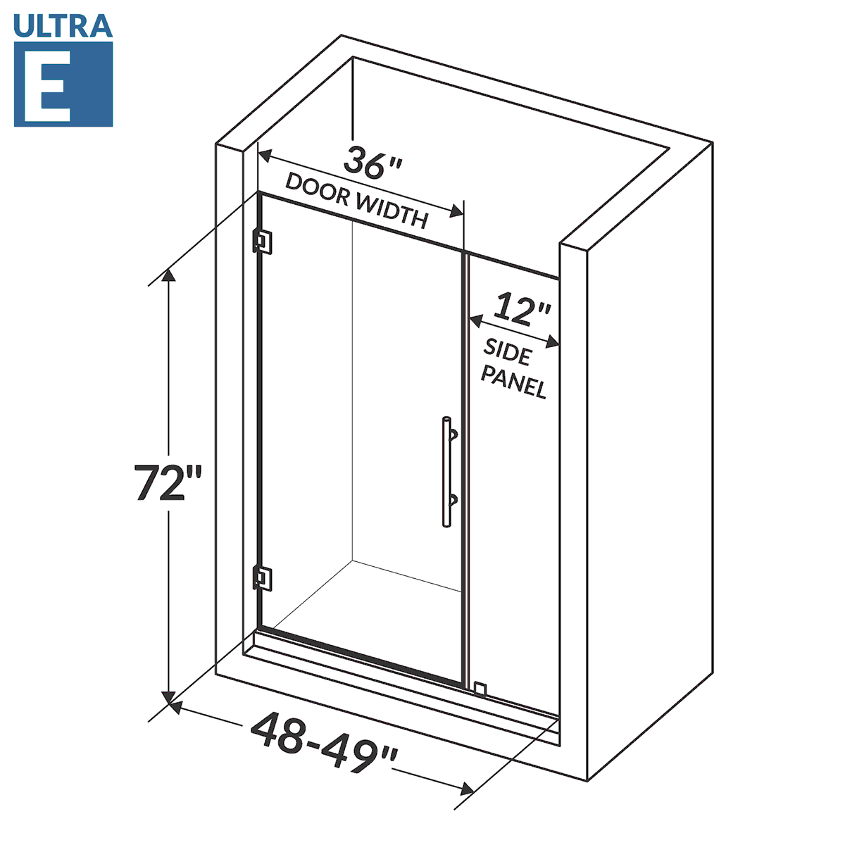 48-49 W x 72 H Swing-Out Shower Door ULTRA-E Chrome - Image 4