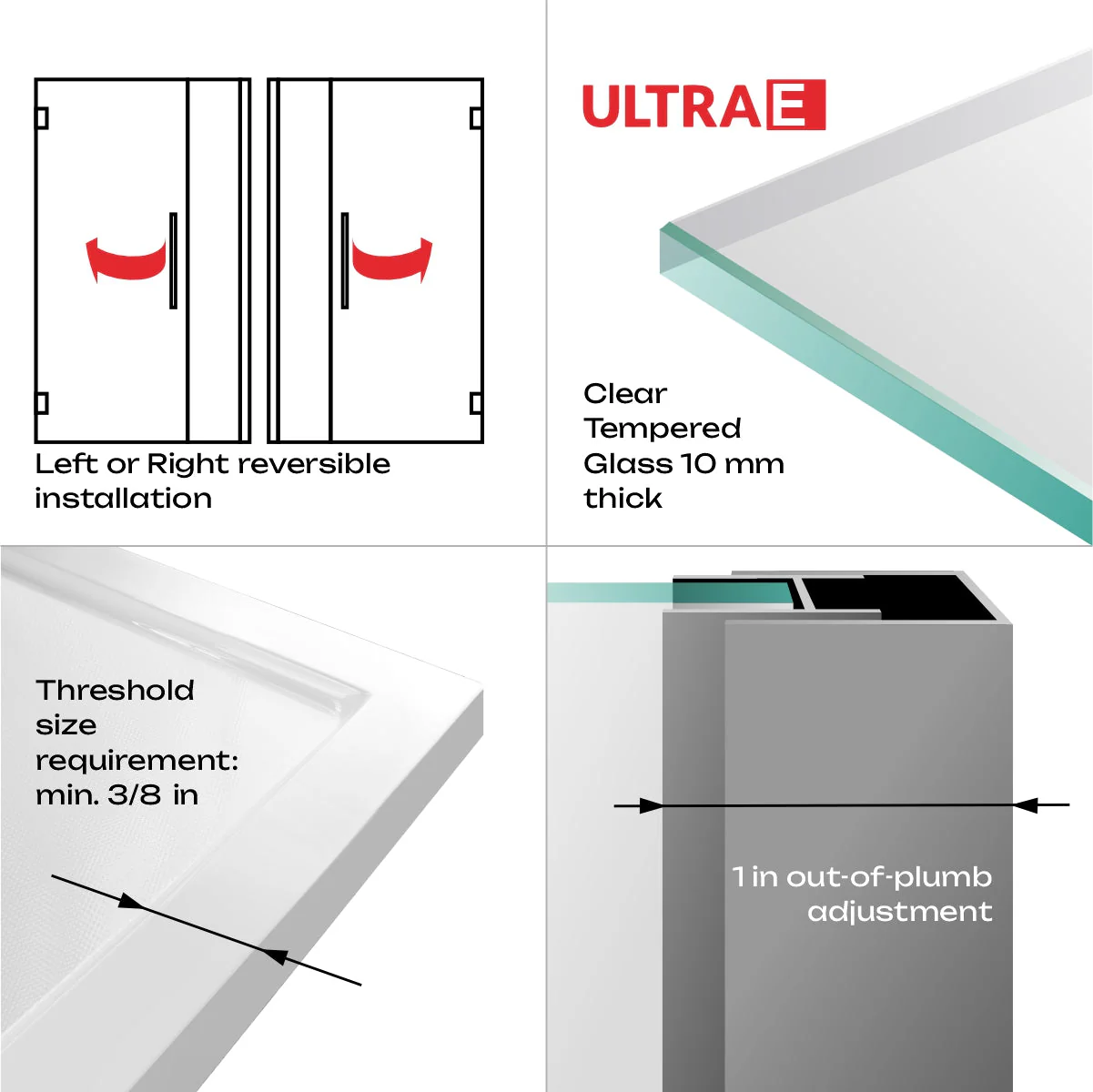 60-61 W x 72 H Swing-Out Shower Door ULTRA-E Chrome - Image 5