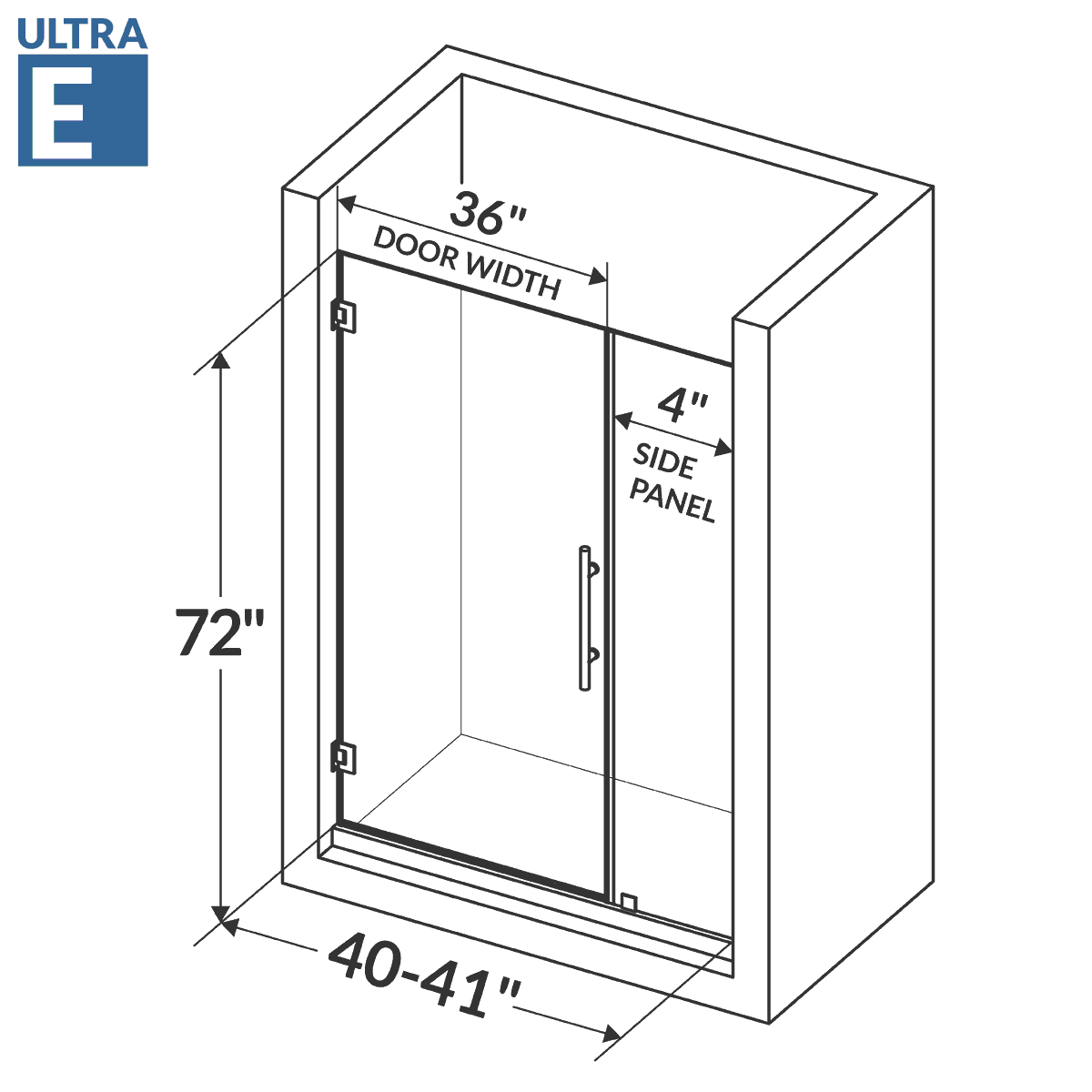 40-41 W x 72 H  Swing-Out Shower Door ULTRA-E Chrome - Image 4