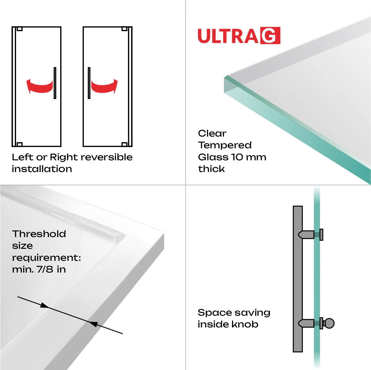 34-35 W x 72 H Swing-Out Shower Door ULTRA-G Brushed Nickel - Image 9