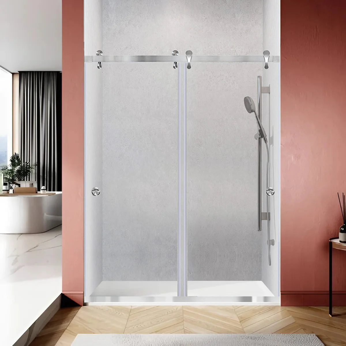 57 1/2-60 W x 76 H  Bypass Sliding Shower Door ULTRA-H Brushed Nickel - Image 3