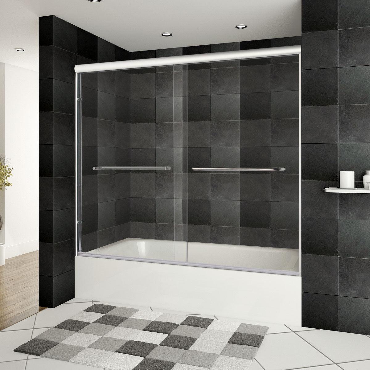 56-60 W x 62 H Sliding Bypass Framed Shower Door ULTRA-A with Glass in Brushed Nickel - Image 3