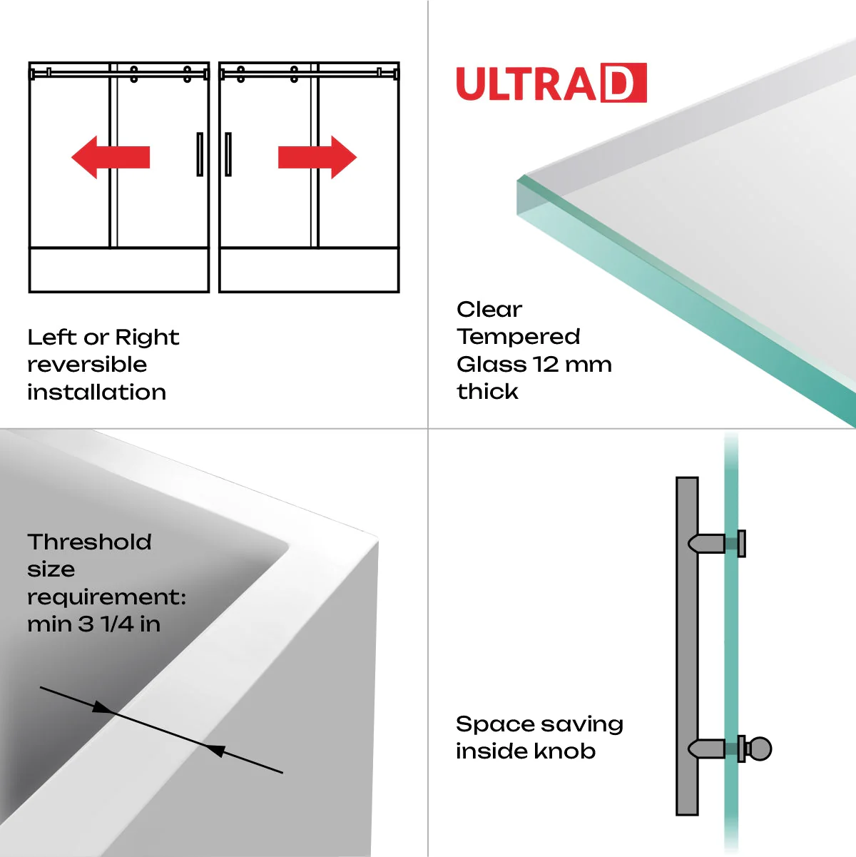 56-60 W x 62 H Sliding Bathtub Door ULTRA-D Brushed Nickel - Image 8