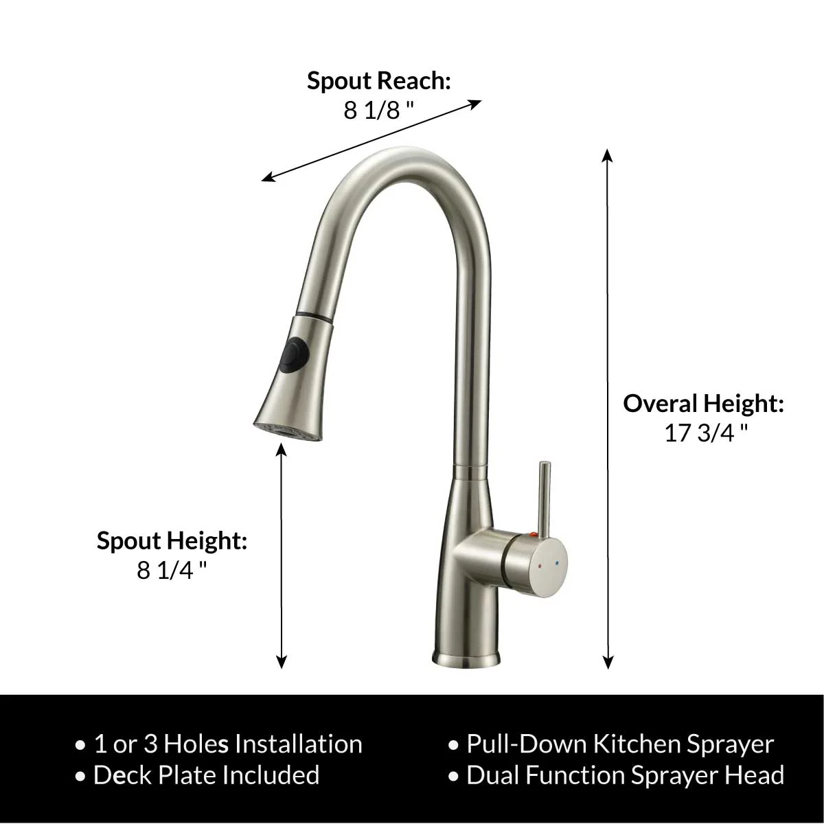 Pull Down Kitchen Faucet LK5B Brushed Nickel Finish - Image 3