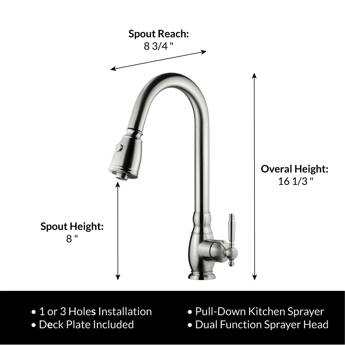 Pull Down Kitchen Faucet LK6B Brushed Nickel - Image 4