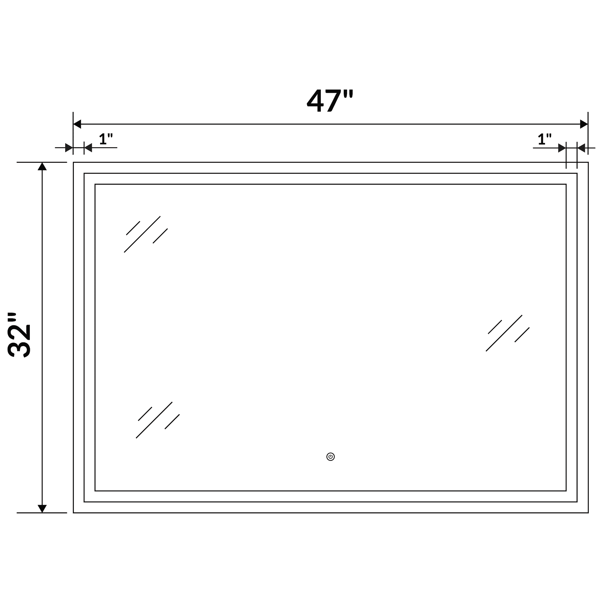 47 W x 32 H Modern Super White Front LED Frameless Mirror with Defogger - Image 4