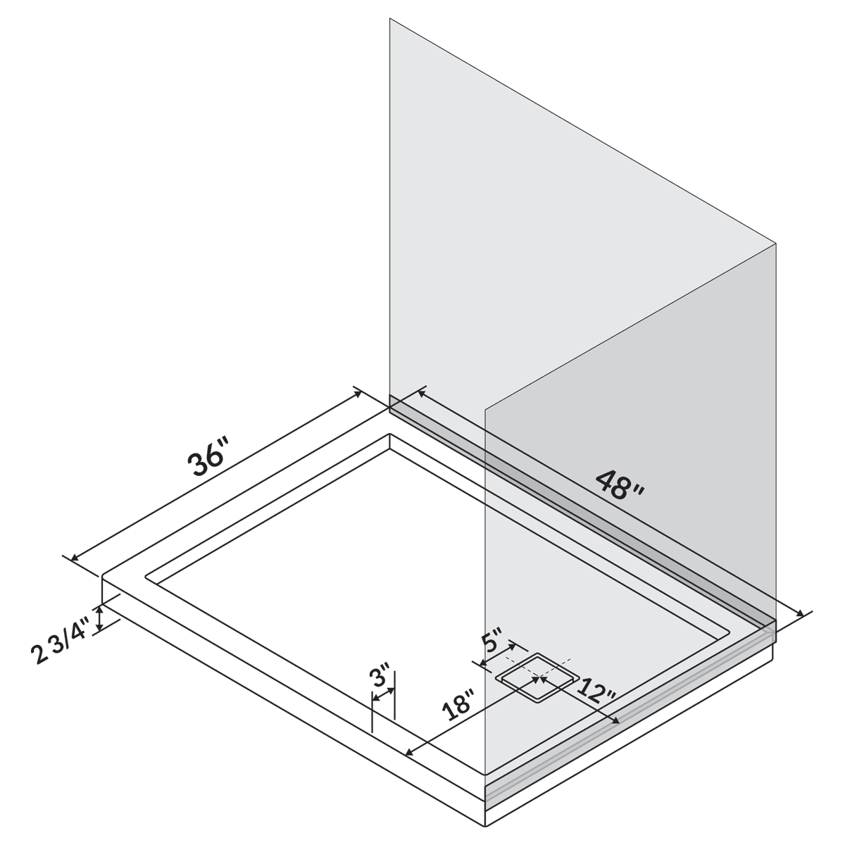 48 in x 36 in Single/Double Threshold Shower Base Pan with Right/Left Drain - Image 11