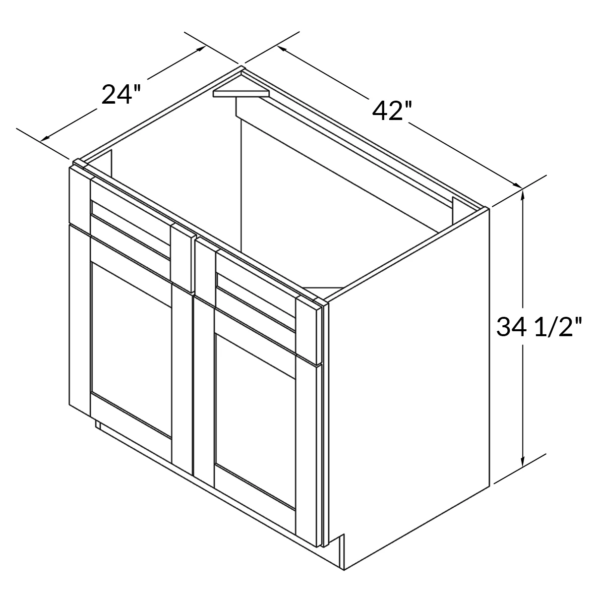 Sink Base Kitchen Cabinet SB42 Milan Pearl 42 in. width 34.5 in. height 24 in. depth