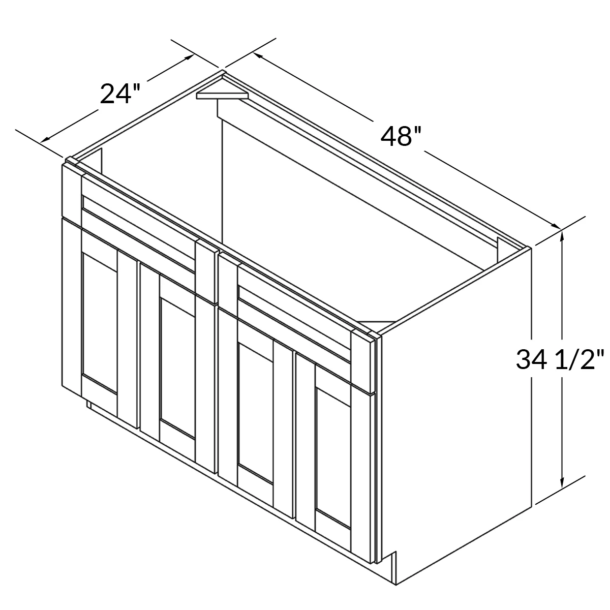 Sink Base Kitchen Cabinet SB48 Newport LessCare 48 in. width 34.5 in. height 24 in. depth