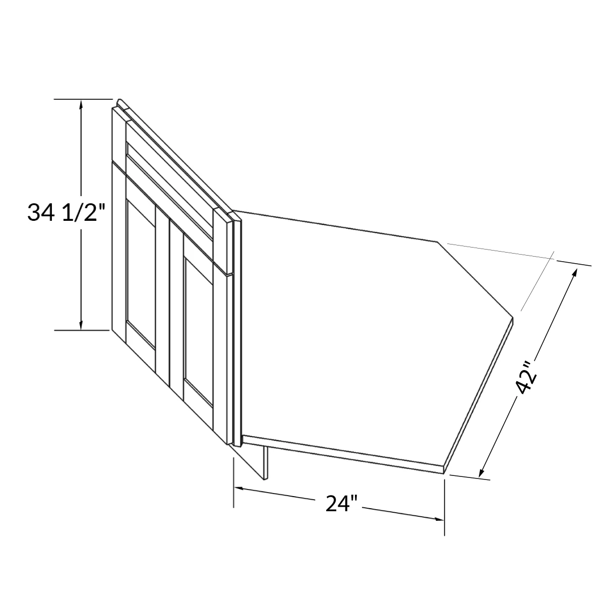 Sink Front Corner Base Kitchen Cabinet SFC42 Alpina White LessCare 34.5 in. height 42 in. depth