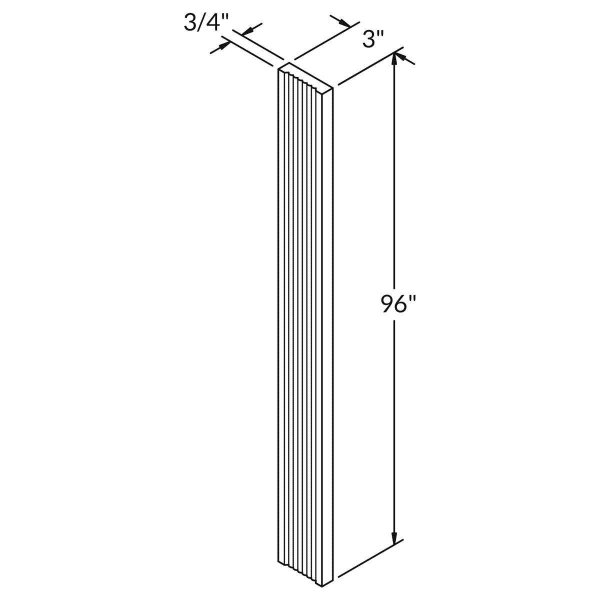Straight Fluted Filler FF396 Shaker Toffee LessCare 3 in. width 96 in. height 0.75 in. depth