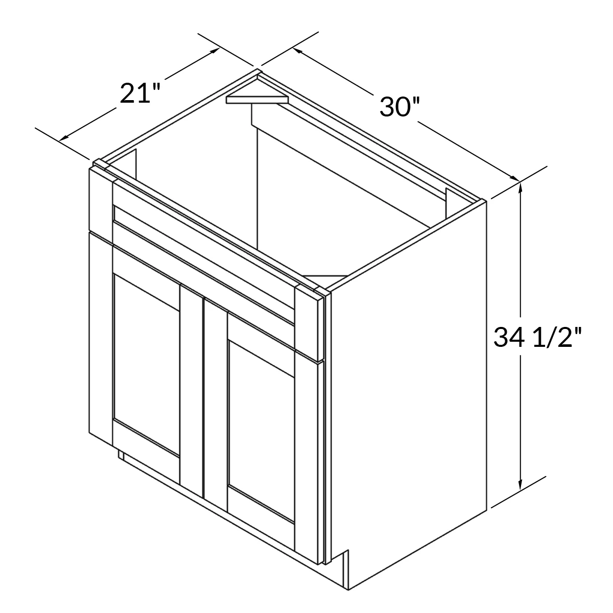 Vanity Sink Base Cabinet 30”W x 21”D x 34 1/2”H - Milan Slate - Image 3