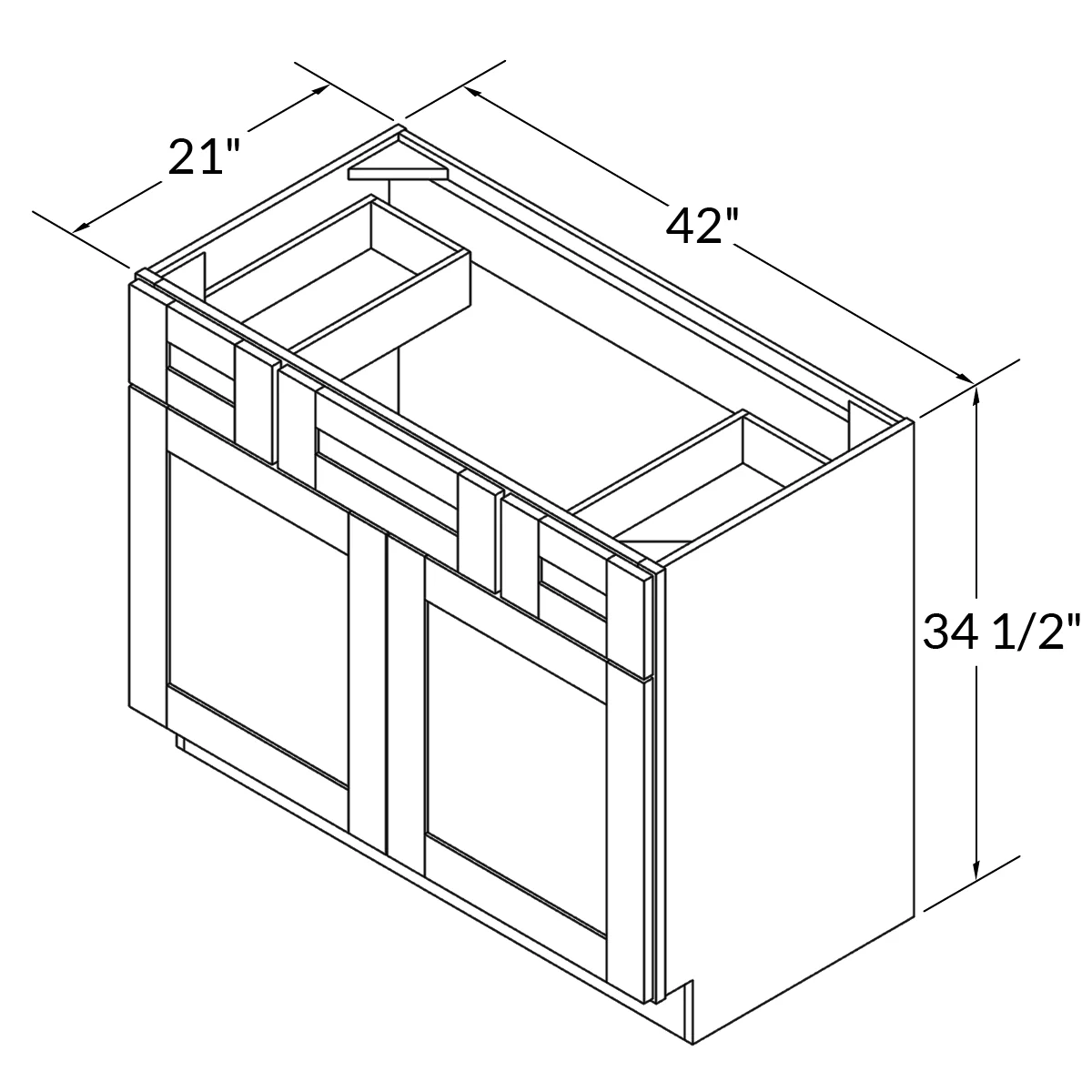 42 W x 21 D x 34.5 H Vanity Sink Base Cabinet - Colonial Gray - Image 3