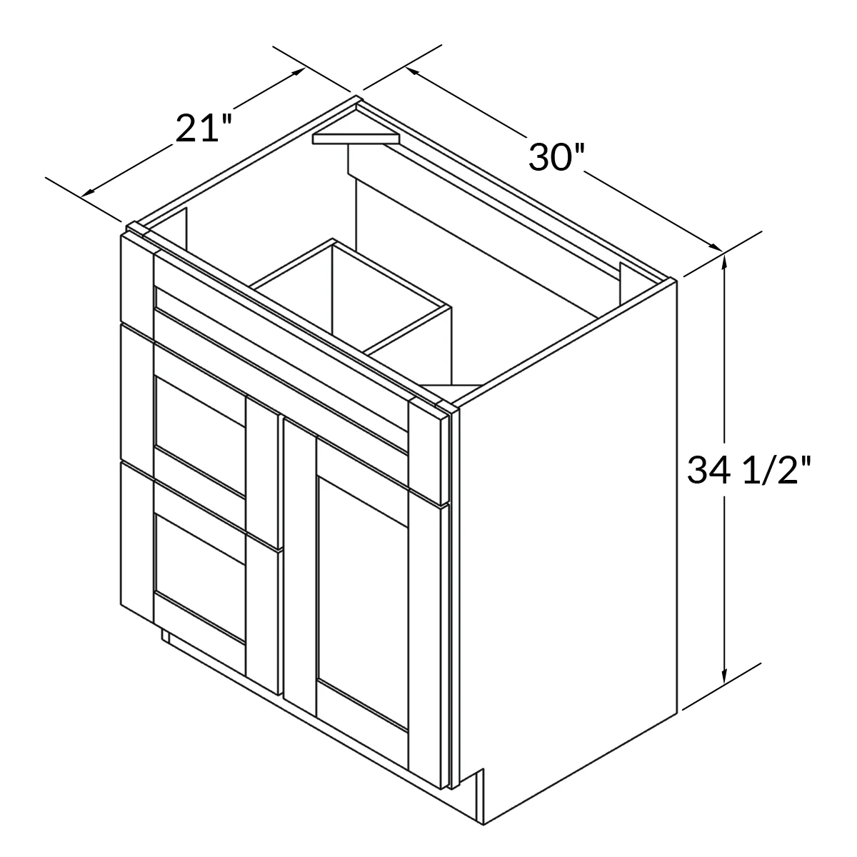Vanity Sink Base Cabinet with Left Drawers 30 W x 21 D x 34 H - Milan Pearl - Image 3