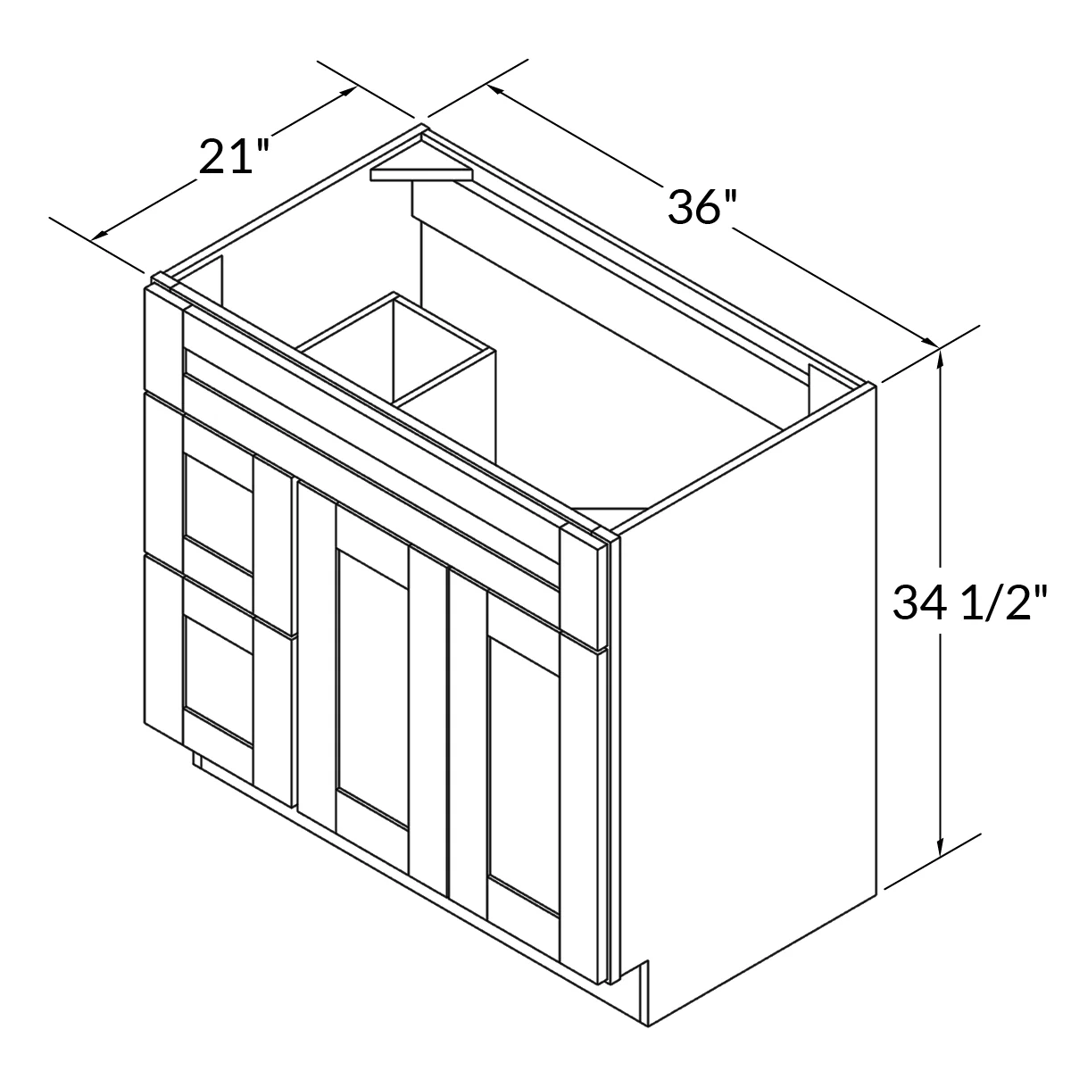 Vanity Sink Base Cabinet with Left Drawers 36 W x 21 D x 34 H - Milan Pearl - Image 3