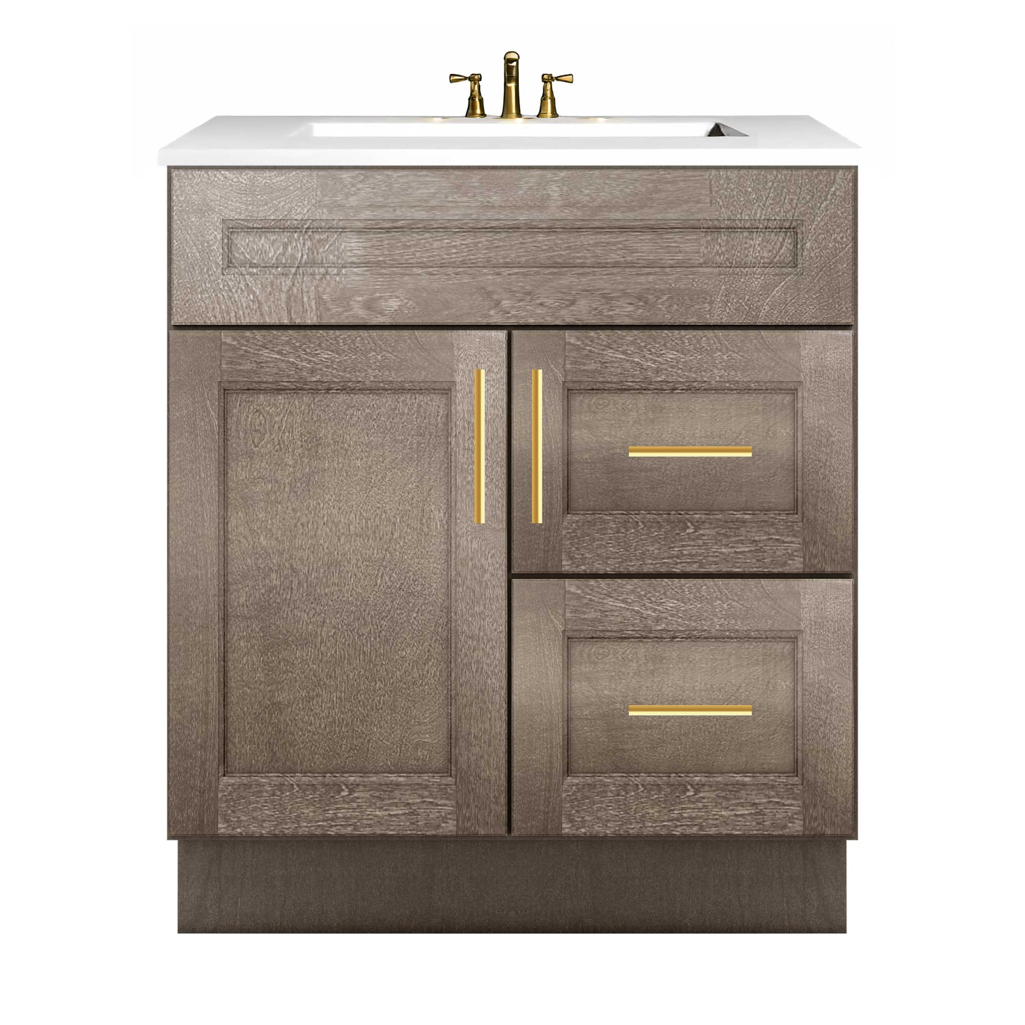 Vanity Sink Base Cabinet with Right Drawers 30 W x 21 D x 34 H - Milan Slate