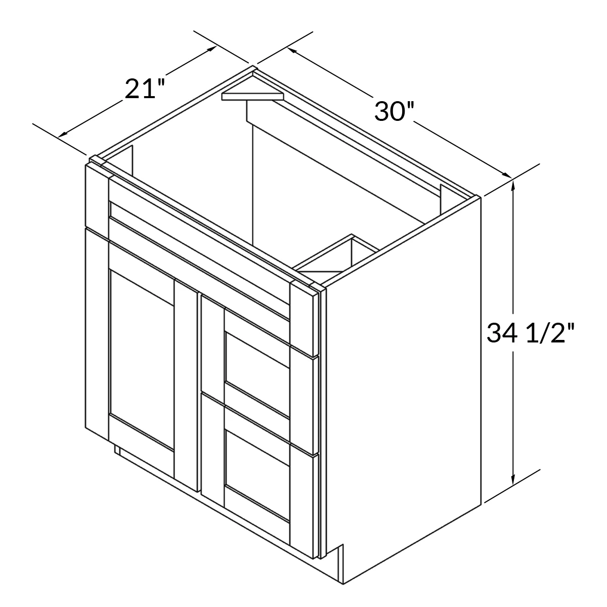 Vanity Sink Base Cabinet with Right Drawers 30 Inch Wide x 21 Inch Deep x 34 1/2 Inch High Shaker Toffee Series - Image 3