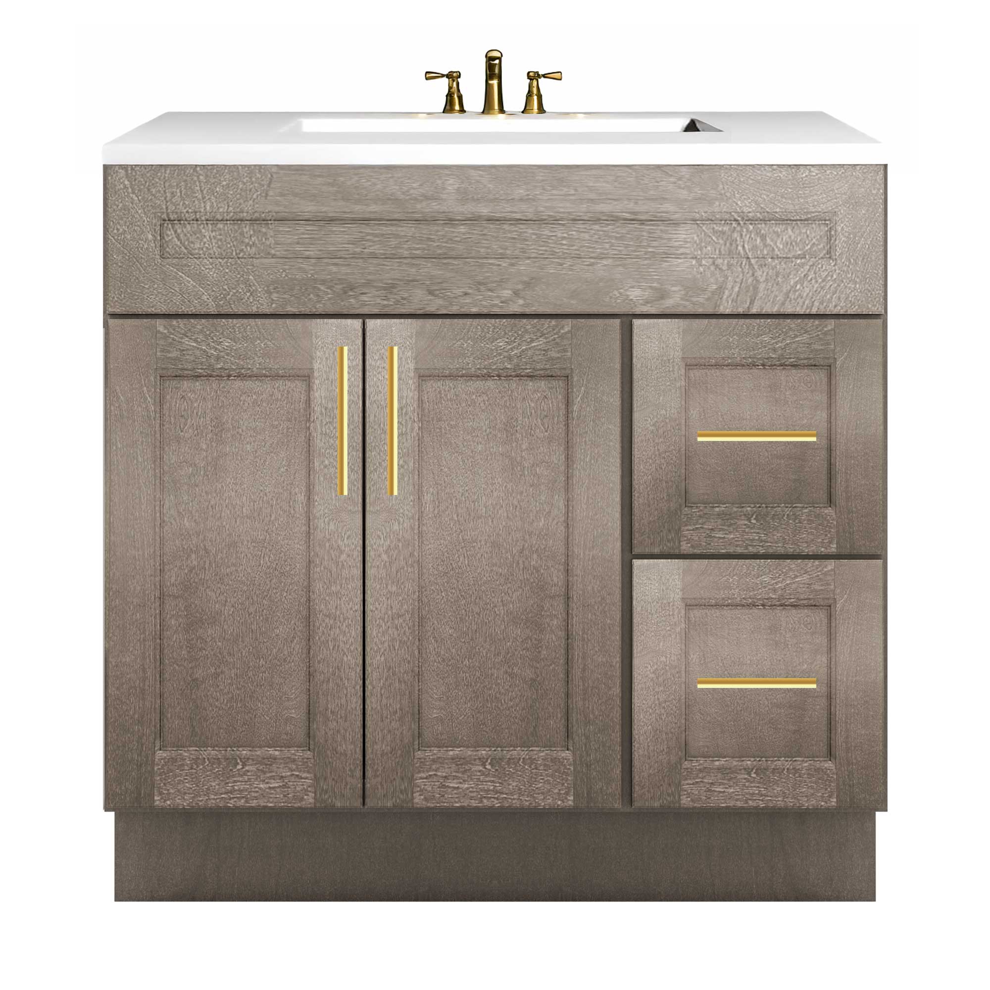 Vanity Sink Base Cabinet with Right Drawers 36 W x 21 D x 34 H - Milan Slate