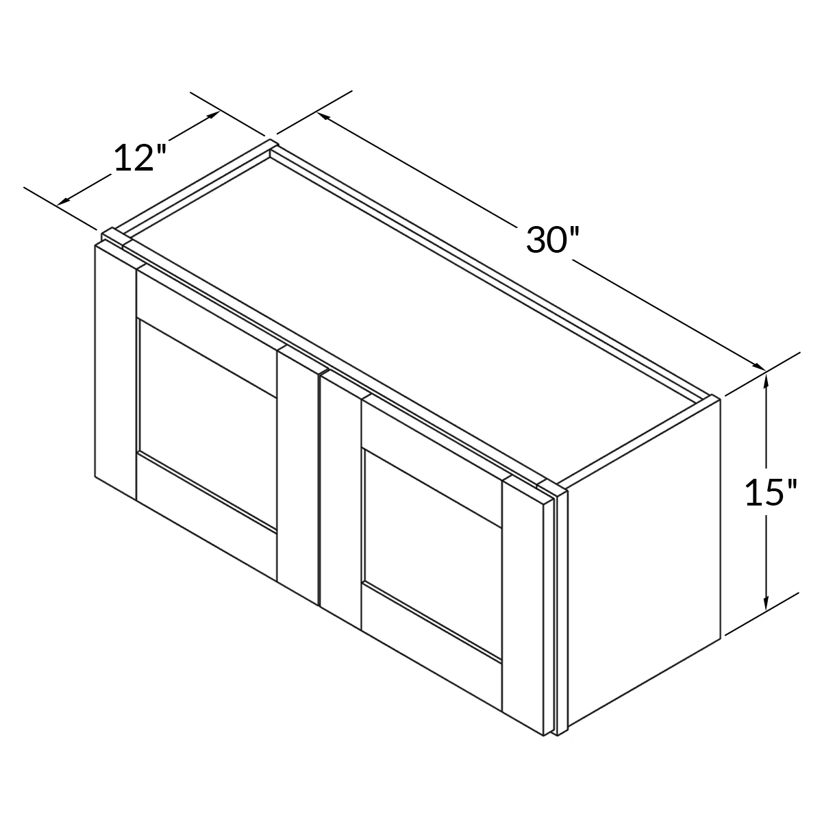 Wall Kitchen Cabinet W3015 Newport LessCare 30 in. width 15 in. height 12 in. depth