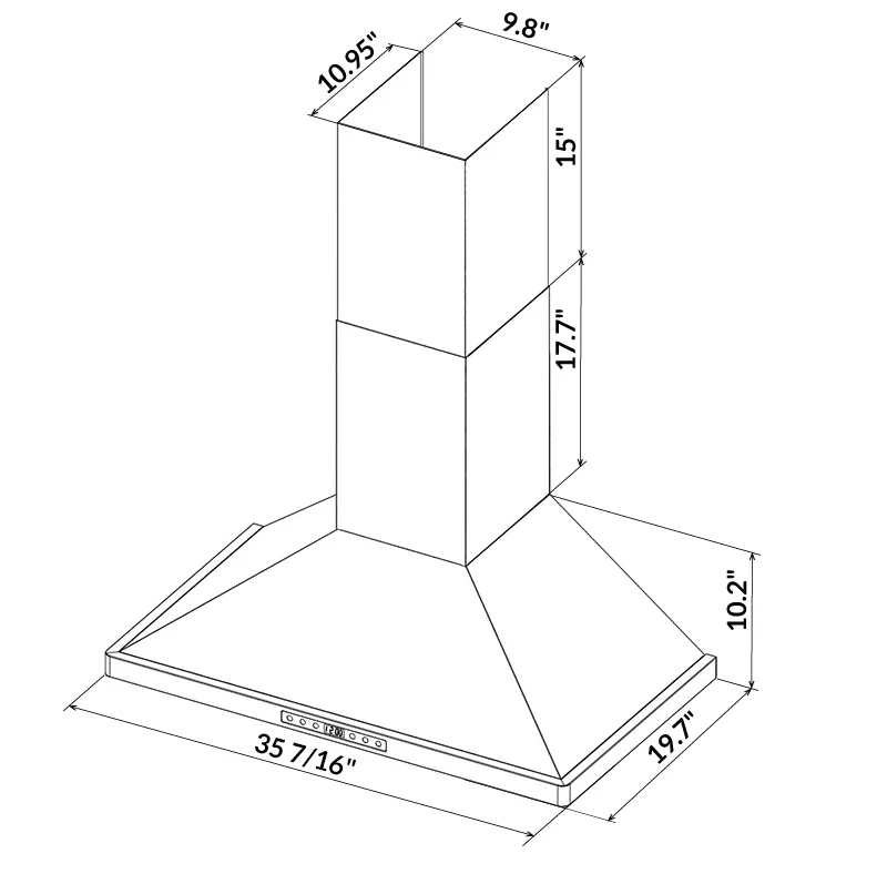 36" Wall Mount Pyramid Range Hood LH3-36 with LED - Image 3